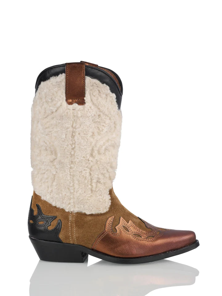 DWRS SIERRA Teddy Western boots Off white Cognac Especially by